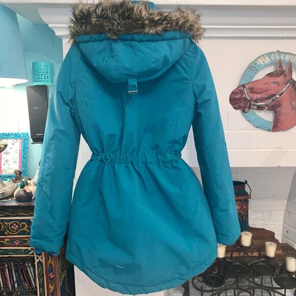 NWT BELLFIELD TEAL HOODED PARKA JACKET FUR TRIM XS - Picture 2 of 4